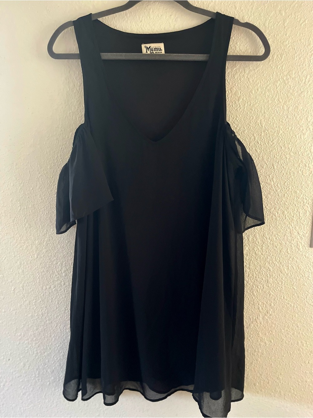Show Me Your MuMu Black Cold-Shoulder V-Neck Mini Dress
